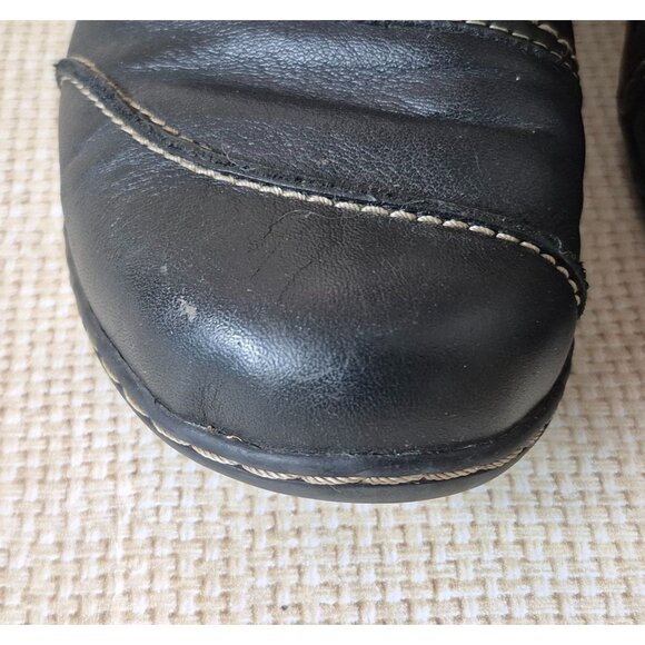 Clarks Bendables Ashland Alpine Slip On Black Leather Flat Comfort Shoes Size 9W - Picture 5 of 12